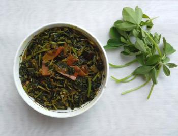 Fenugreek leaves w/ brinjal recipe Fenugreek leaves w/ brinjal recipe