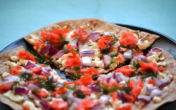 Grilled Flatbread Pizza w/ Smoked Salmon & Goat Cheese Recipe