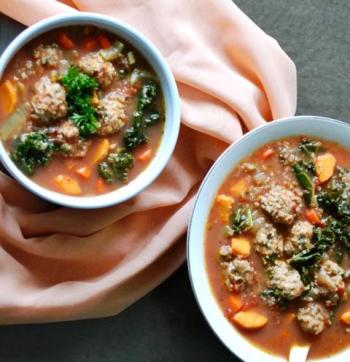 Meatball Soup w/ Quinoa, Kale & Root Vegetables  Cooking Recipe