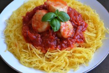 Spaghetti Squash & Scallops in Marinara Sauce Cooking Recipe