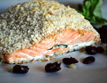 Spinach Cranberry Stuffed Salmon Cooking Recipe