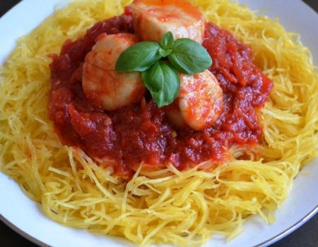 Spaghetti Squash & Scallops in Marinara Sauce Cooking Recipe