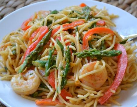 Thai Peanut Noodles w/ Shrimp & Veggies Cooking Recipe